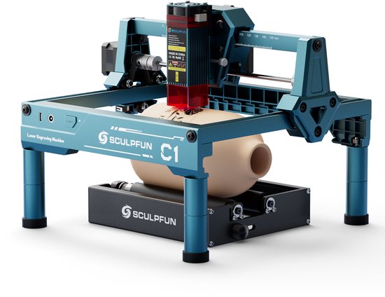 Sculpfun C1 3W Laser Graveermachine met RA Mini Laser Rotary Roller - 0,04 mm Hoge Precisie Lasergraveerapparaat - 360° Rotatie Graveren voor Cilindrische Objecten - 3W Lasergraveermachine - Lasergraveerder - Lasersnijmachine voor Hout