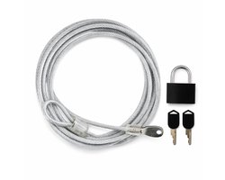 Kabelslot – 3m Staalkabel met 2 Lussen, Hangslot & 2 Sleutels – Veilig & Flexibel Beveiligingssysteem – 3BMT®