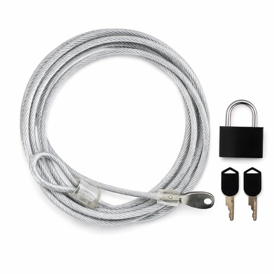 Kabelslot – 3m Staalkabel met 2 Lussen, Hangslot & 2 Sleutels – Veilig & Flexibel Beveiligingssysteem – 3BMT®