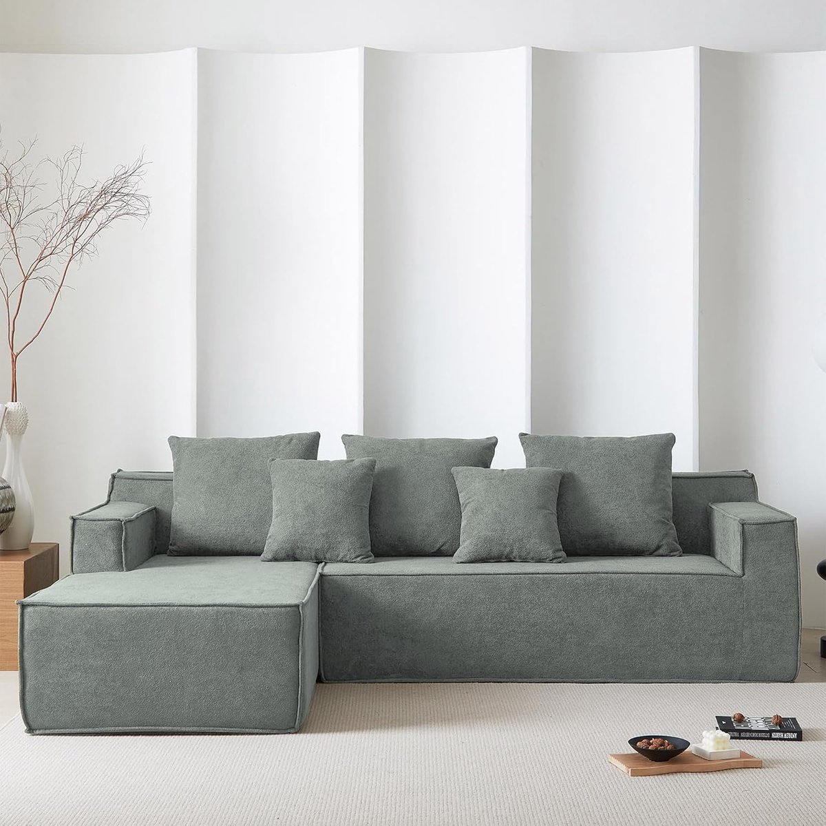 Modulaire Slaapbank 7-zits met Traagschuim | Futon Vloerbank & Logeerbed | 256 x 73 x 168 cm | Zwart | Pauwhome