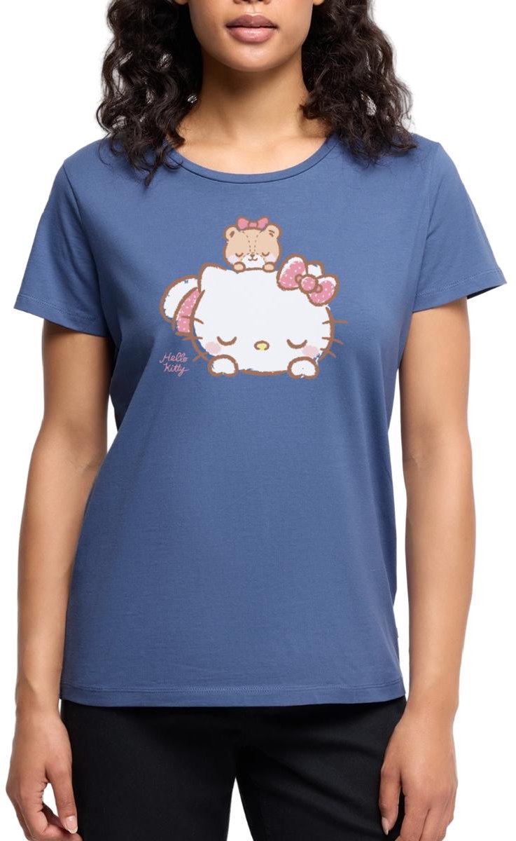Hello Kitty Met Teddy Op Haar Rug Premium T Shirt Dames