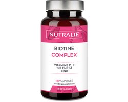 Nutralie Biotine 10000mcg Complex - 120 Capsules - Haar, Huid & Nagels Supplementen - Mannen en Vrouwen - met Vitamines D, E, Zink & Selenium - Veganistisch
