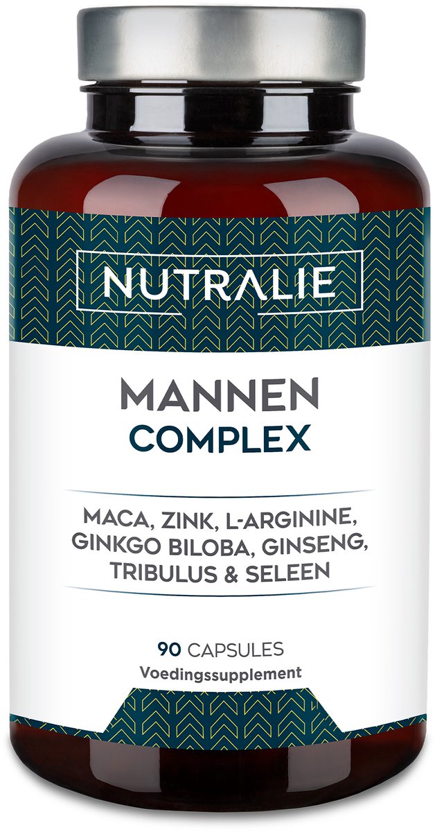 Nutralie Mannen Complex - 90 Capsules - Supplementen voor Mannen - L-Arginine 1000mg, Maca 500mg, Koreaans Ginseng, Ginkgo Biloba, Tribulus, Zink & Selenium