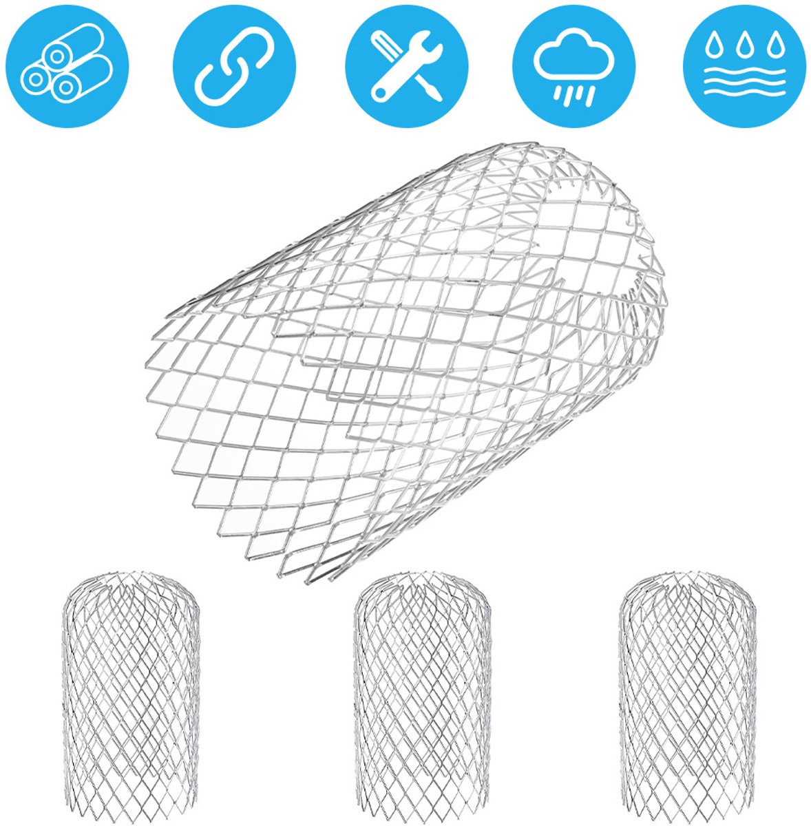 Dakgootbeschermer - Bladvanger Regenpijp - Bladvanger - Bladfilter Dakgoten - Boldraadrooster - Dakgoot - 4 Stuks - 16*8.5cm