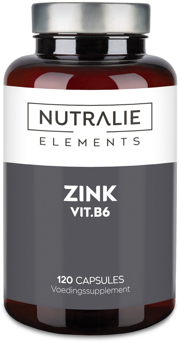 Nutralie Zink - 120 Capsules - Huid, Haar & Nagels Supplementen - Mannen en Vrouwen - met Vitamine B6 - Ondersteunt Immuunsysteem - Veganistisch