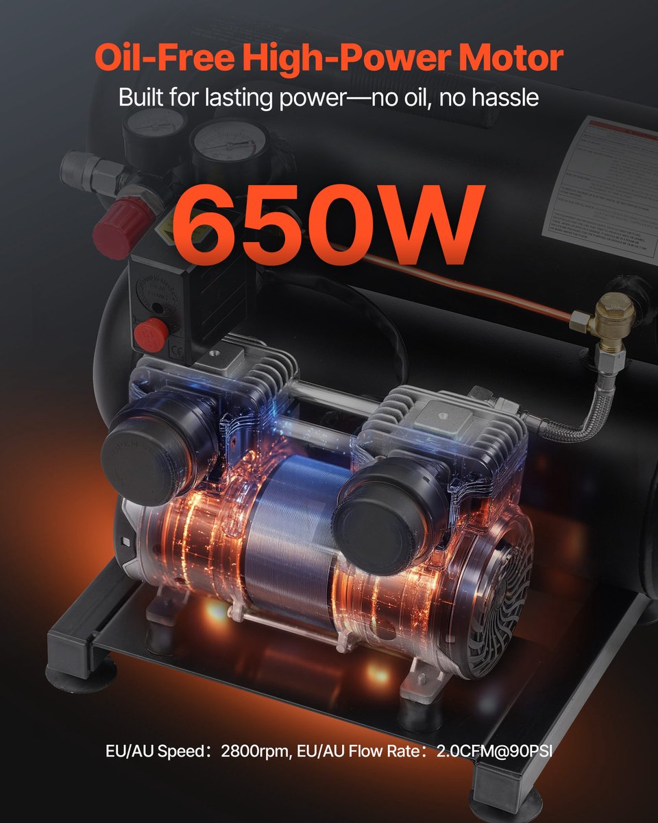 VEVOR Compressor 18l Luchtcompressor 120psi Perslucht 650w Fluistercompressor – foto 8