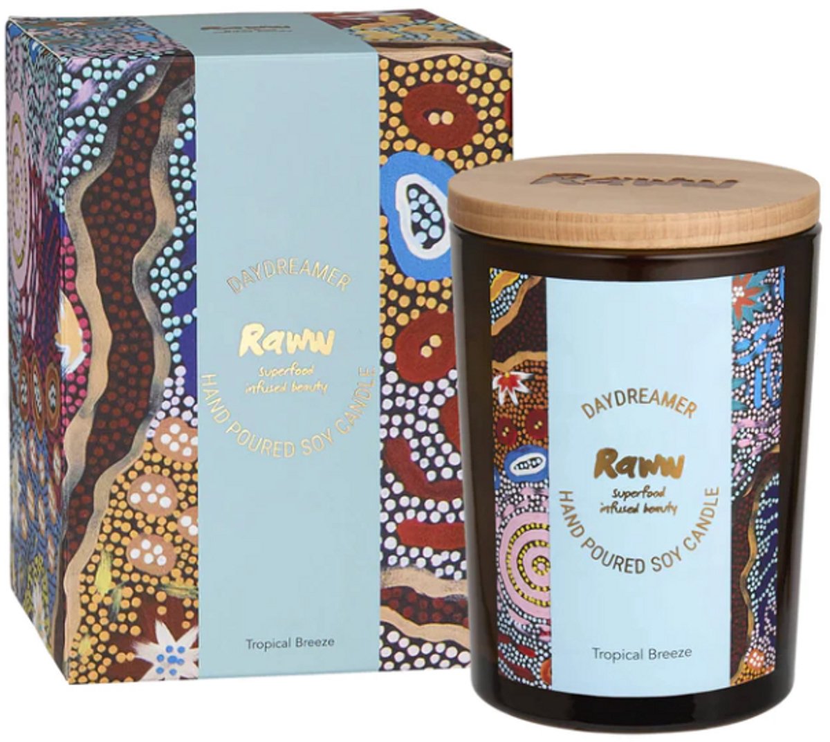 RAWW - Candle-Tropical Breeze - Natuurlijke kaars - Sojawas - Geurkaars met fruitige en zomerse tonen