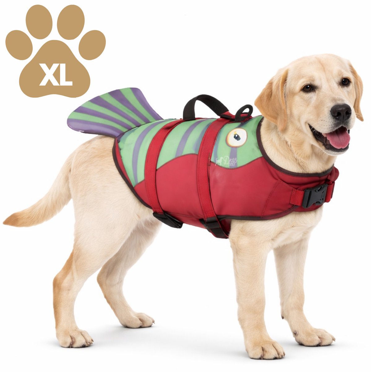Honden Zwemvest Garnaal - Maat XL – Veiligheidsvest voor Honden – Met Handvat – Verstelbaar – Rood