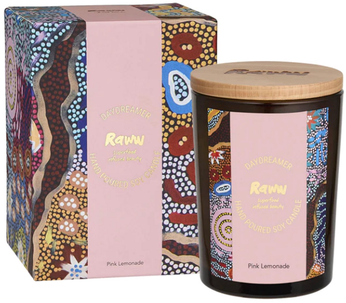 RAWW Candle-Pink Lemonade - Natuurlijke kaars - Sojawas - Geurkaars met fruitige en zoete tonen