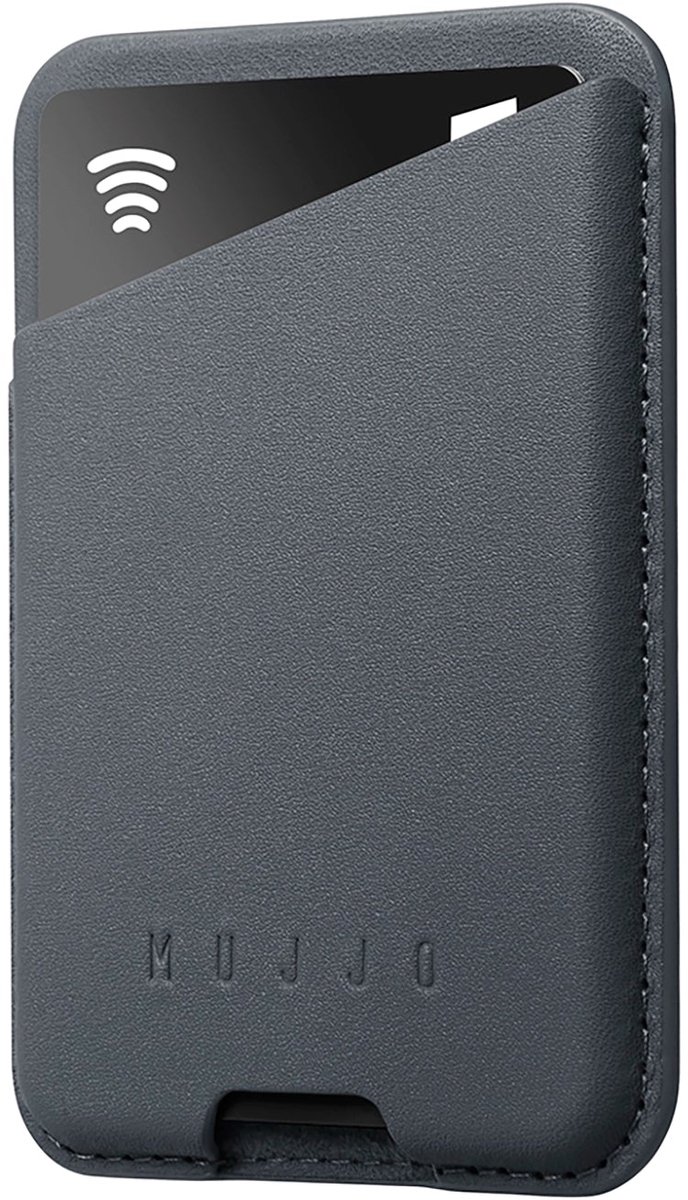 Mujjo Magsafe Lederen Card Portemonnee – Ruimte voor Drie Kaarten – Compatibel met iPhones en MagSafe Hoesjes – Fijnkorrelig Deens Kalfsleer - Blauw