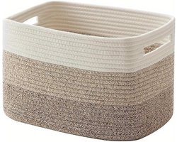 Katoenen Opbergmand 65L - Rechthoekige Wasman - Gevlochten Mand voor Dekens, Speelgoed & Was - 100% Natuurlijk & Veilig - Woonkamer & Babykamer - Bruin