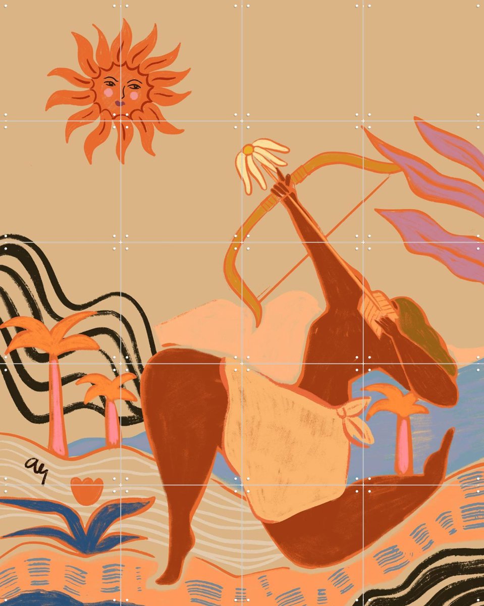 IXXI Bow And Arrow, Arty Guava - 80 x 100 cm - Gratis ophangtool - Grote wanddecoratie en posters - Digitale Kunst, Illustraties, Speels, Kleurrijk