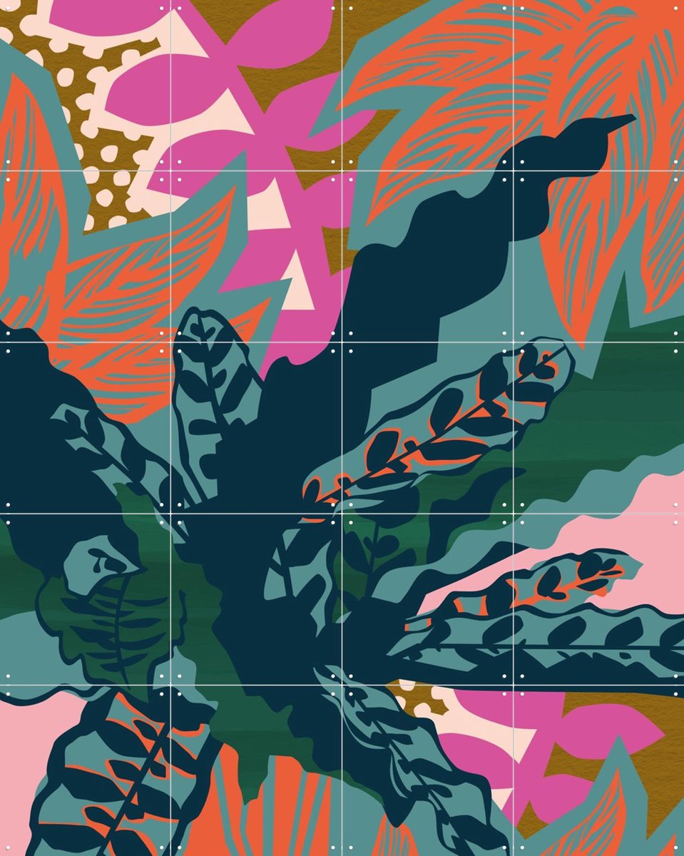 IXXI Calathea, Megan Gallagher - 80 x 100 cm - Gratis ophangtool - Grote wanddecoratie en posters - Grafisch Ontwerp, Kleurrijk, Digitale Kunst