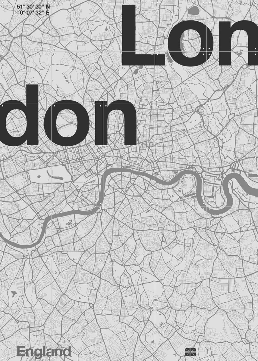 IXXI London Map, Florent Bodart - 100 x 140 cm - Gratis ophangtool - Grote wanddecoratie en posters - Illustraties, Grafisch Ontwerp, Typografie