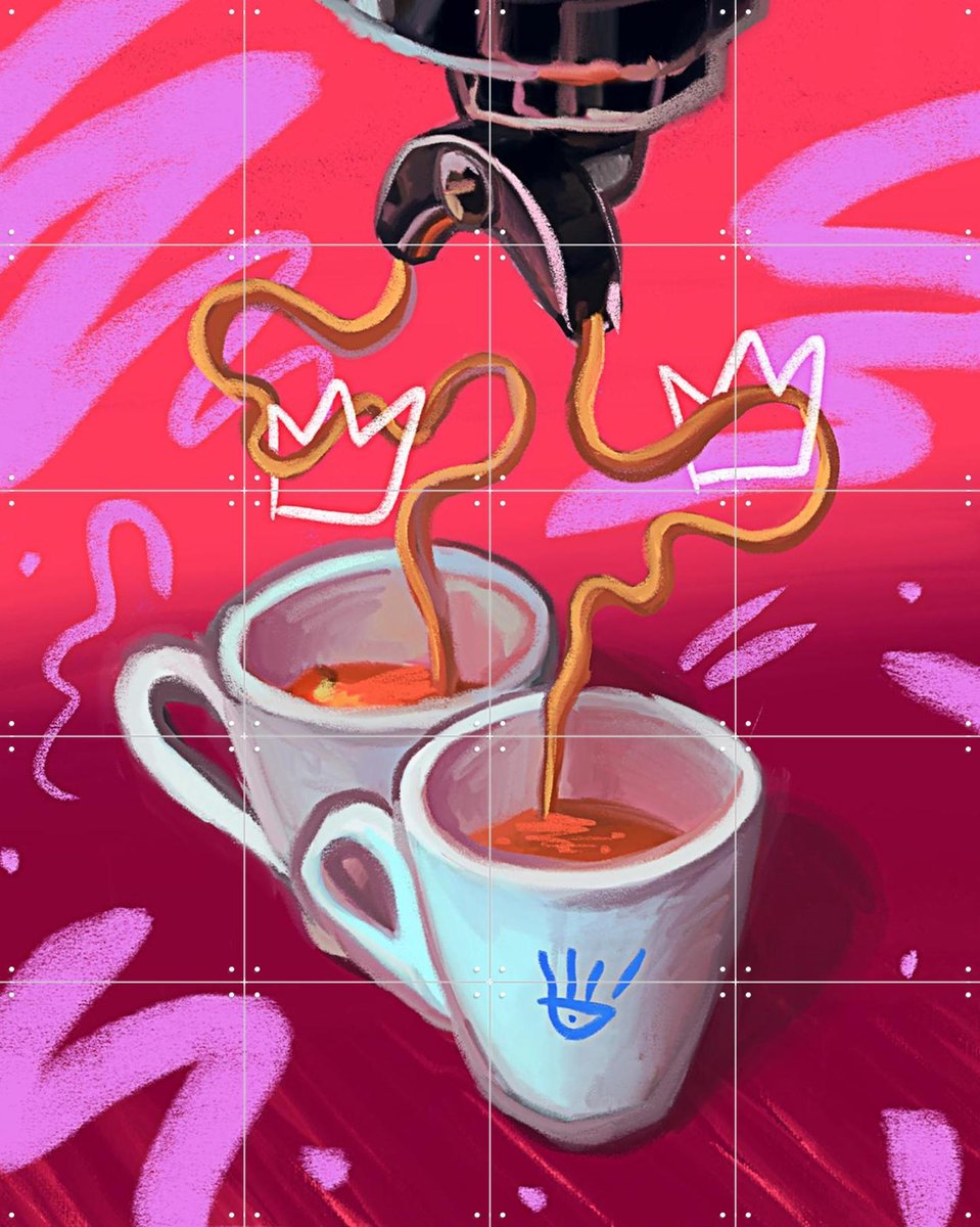 IXXI Coffee Lovers, Pop-art by Tadej - 80 x 100 cm - Gratis ophangtool - Grote wanddecoratie en posters - Digitale Kunst, Pop art, Illustraties
