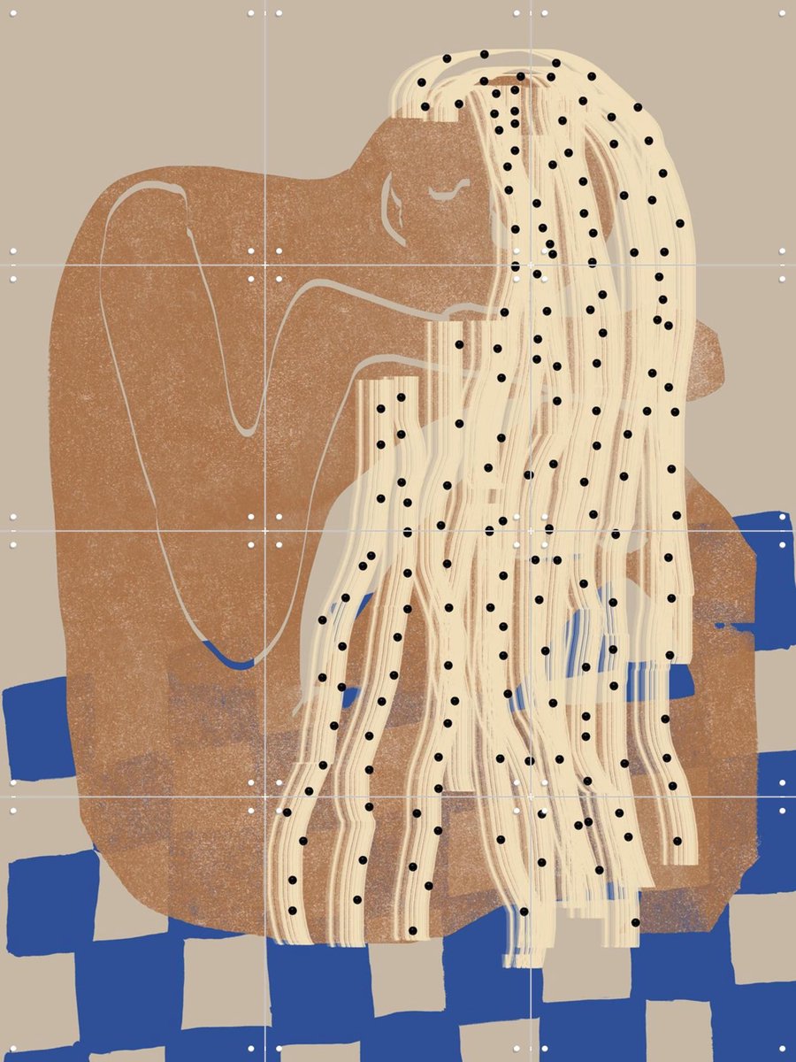 IXXI Moody girl, The Miuus Studio - 60 x 80 cm - Gratis ophangtool - Grote wanddecoratie en posters - Minimalisme, Abstract, Speels, Illustraties