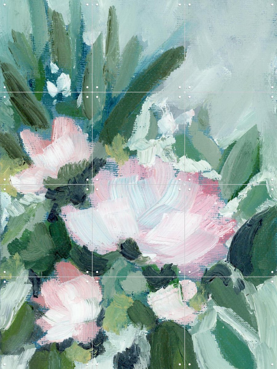 IXXI Dusky Floral, Green Barn Studio - 60 x 80 cm - Gratis ophangtool - Grote wanddecoratie en posters - Olieverf, Impressionisme, Slaapkamer