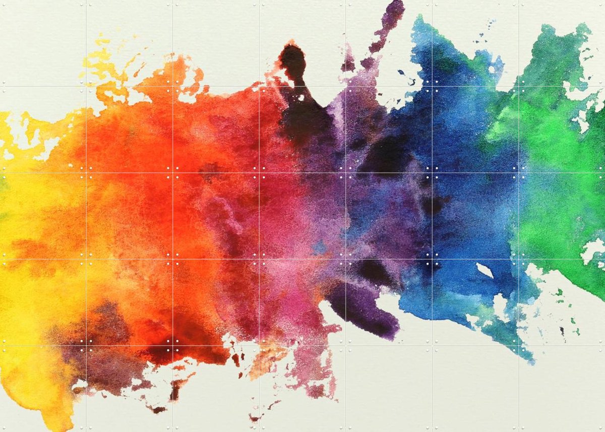 IXXI Paint splatters, Natalie Bruns - 140 x 100 cm - Gratis ophangtool - Grote wanddecoratie en posters - Abstract, Aquarel, Illustraties, Kleurrijk