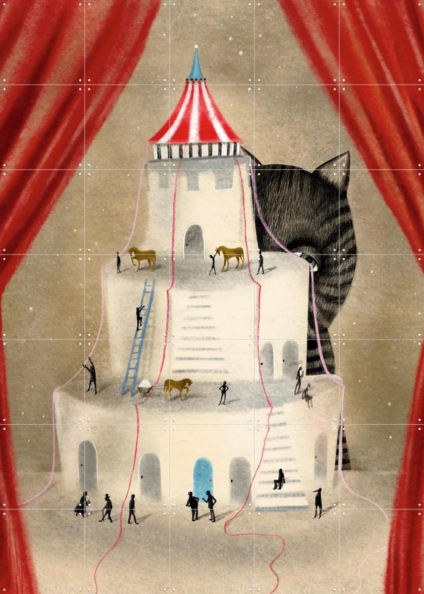 IXXI Let the Show begin, Jeska Verstegen - 100 x 140 cm - Gratis ophangtool - Grote wanddecoratie en posters - Speels, Kleurrijk, Vintage