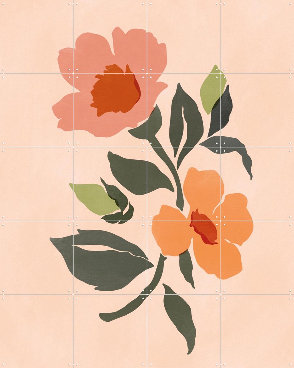 IXXI Spring Flowers, Sacrée Frangine - 80 x 100 cm - Gratis ophangtool - Grote wanddecoratie en posters - Speels, Illustraties, Woonkamer, Botanisch