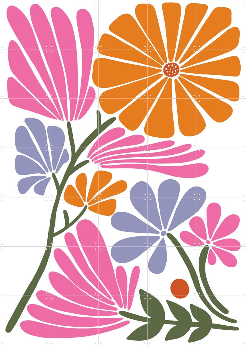 IXXI Folklore Bloom, BAINAI - 100 x 140 cm - Gratis ophangtool - Grote wanddecoratie en posters Slaapkamer, Studeerkamer, Babykamer, Kinderkamer