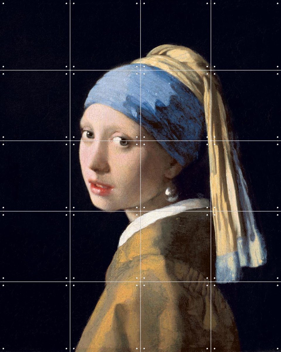 IXXI Meisje met de parel, Johannes Vermeer & Mauritshuis - 80 x 100 cm - Gratis ophangtool - Grote wanddecoratie en posters - Klassiek, Olieverf