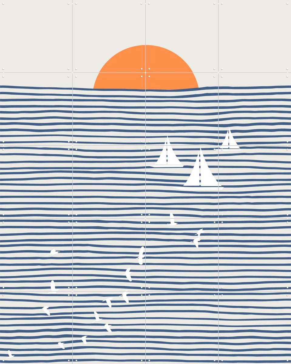 IXXI Three White Sails, Little Dean & Various - 80 x 100 cm - Gratis ophangtool - Grote wanddecoratie en posters - Grafisch Ontwerp, Line art