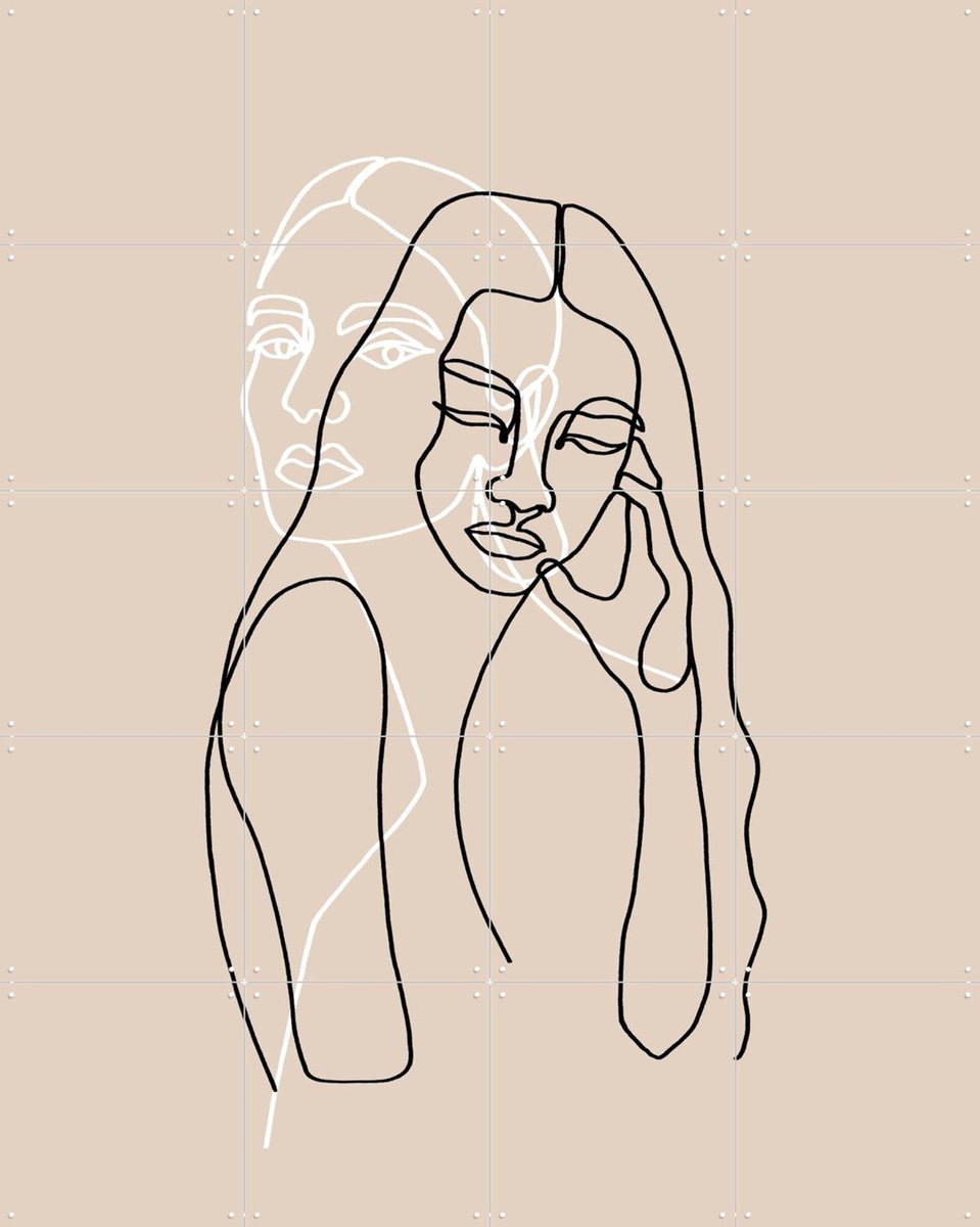 IXXI Alma & Wanda, Julia Hariri - 80 x 100 cm - Gratis ophangtool - Grote wanddecoratie en posters - Grafisch Ontwerp, Illustraties, Minimalisme, Line