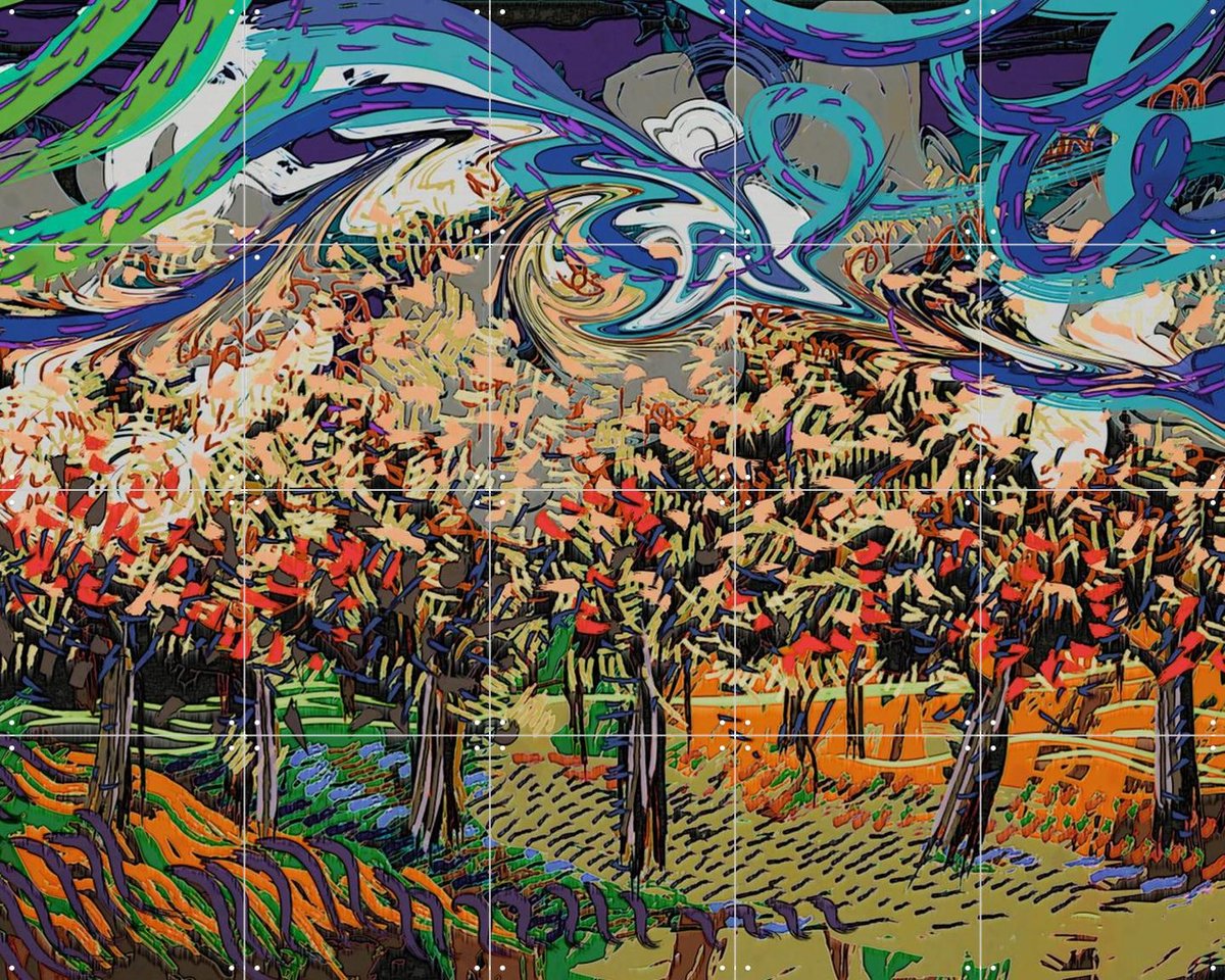 IXXI The White Orchard, Marylène Madou & Van Gogh 21st Century - 100 x 80 cm - Gratis ophangtool - Grote wanddecoratie en posters - Digitale Kunst