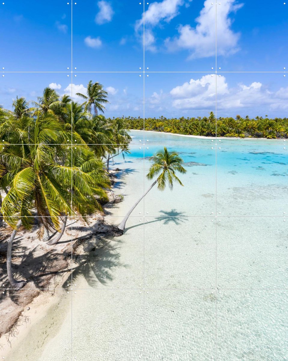 IXXI Blue Lagoon - French Polynesia, Jan Becke - 80 x 100 cm - Gratis ophangtool - Grote wanddecoratie en posters - Fotografie, Kleurrijk, Slaapkamer