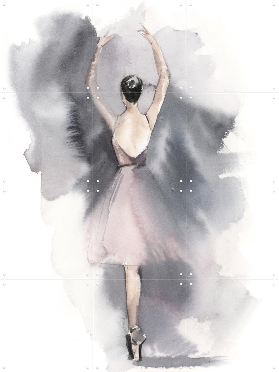 IXXI Ballerina Purple 3, Canot Stop Painting - 60 x 80 cm - Gratis ophangtool - Grote wanddecoratie en posters - Illustraties, Aquarel, Woonkamer