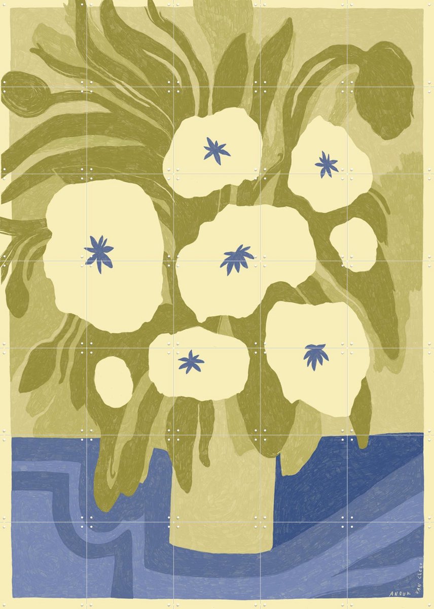 IXXI Bouquet, Anouk van Cleef - 100 x 140 cm - Gratis ophangtool - Grote wanddecoratie en posters - Illustraties, Kleurrijk, Woonkamer, Eetkamer