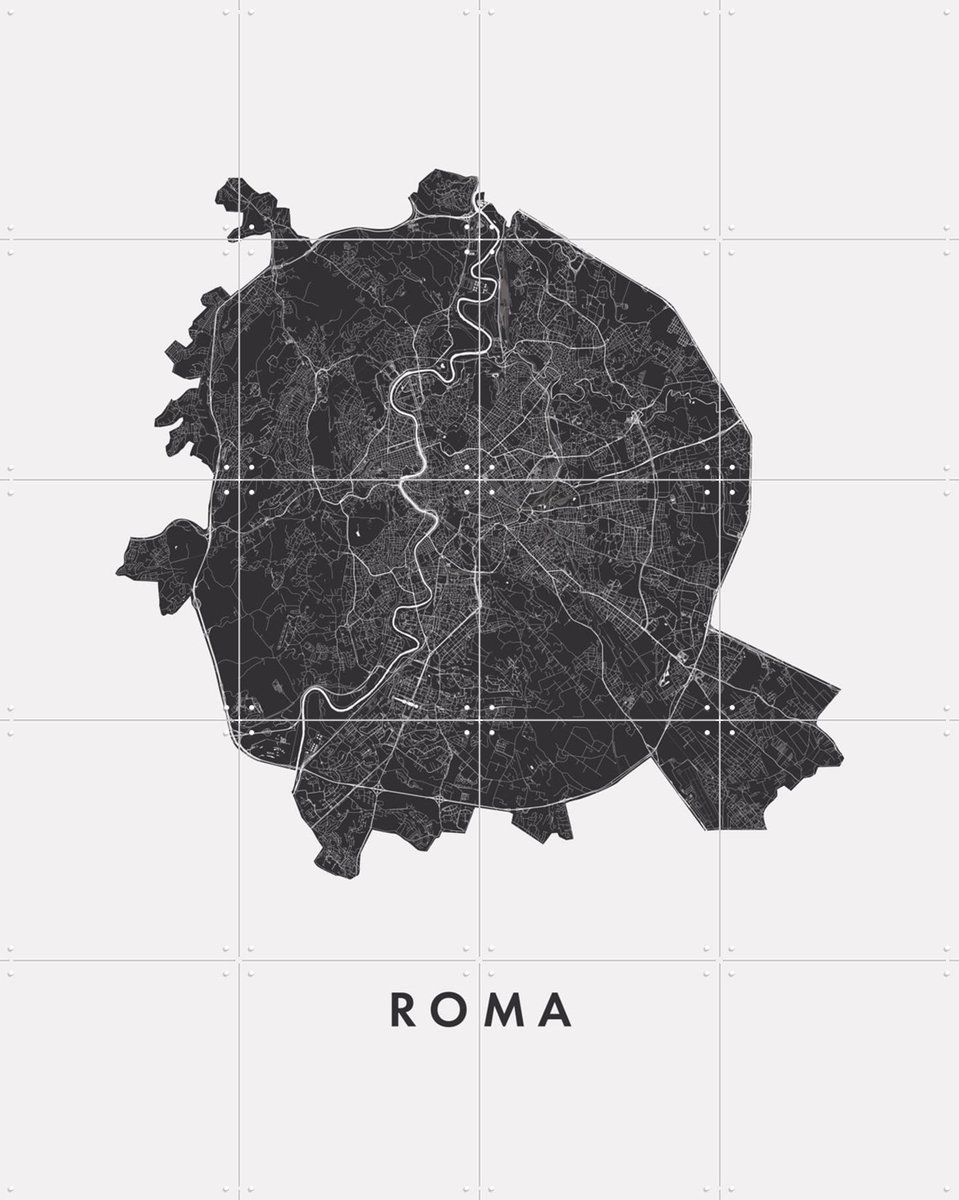IXXI Roma City Map, Kunst in Kaart - 80 x 100 cm - Gratis ophangtool - Grote wanddecoratie en posters - Grafisch Ontwerp, Technische Tekening