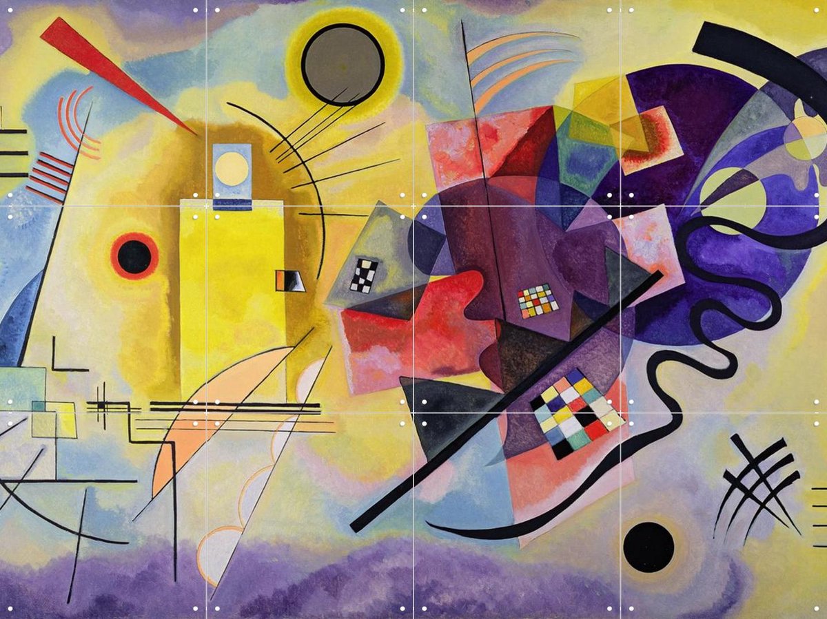 IXXI Yellow Red Blue, Kandinsky & Bridgeman Images - 80 x 60 cm - Gratis ophangtool - Grote wanddecoratie en posters - Kleurrijk, Geometrische Kunst