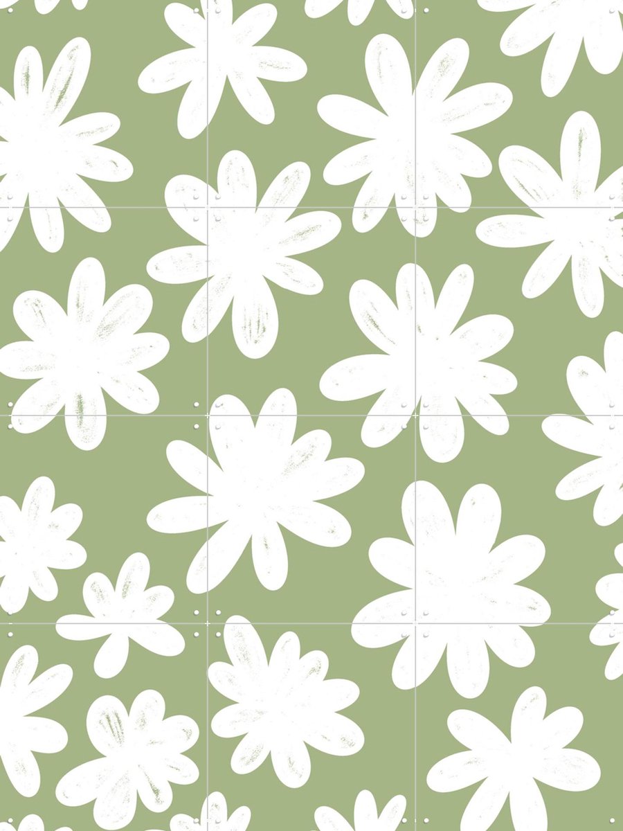 IXXI Marguerites on Green, BAINAI - 60 x 80 cm - Gratis ophangtool - Grote wanddecoratie en posters Kinderkamer, Bloemen, Kinderen