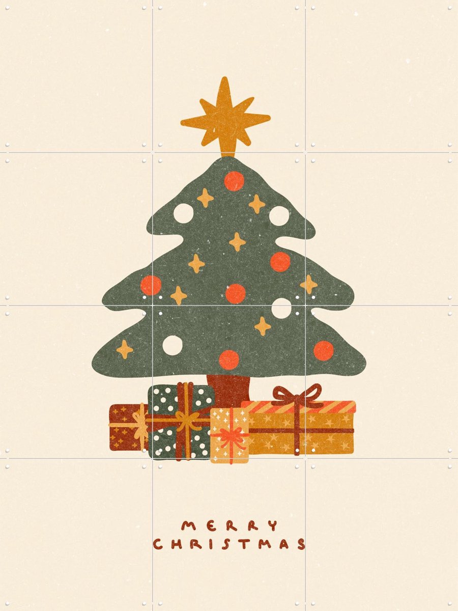 IXXI Christmas Tree With Gifts, NKTN & Various - 60 x 80 cm - Gratis ophangtool - Grote wanddecoratie en posters - Digitale Kunst, Speels