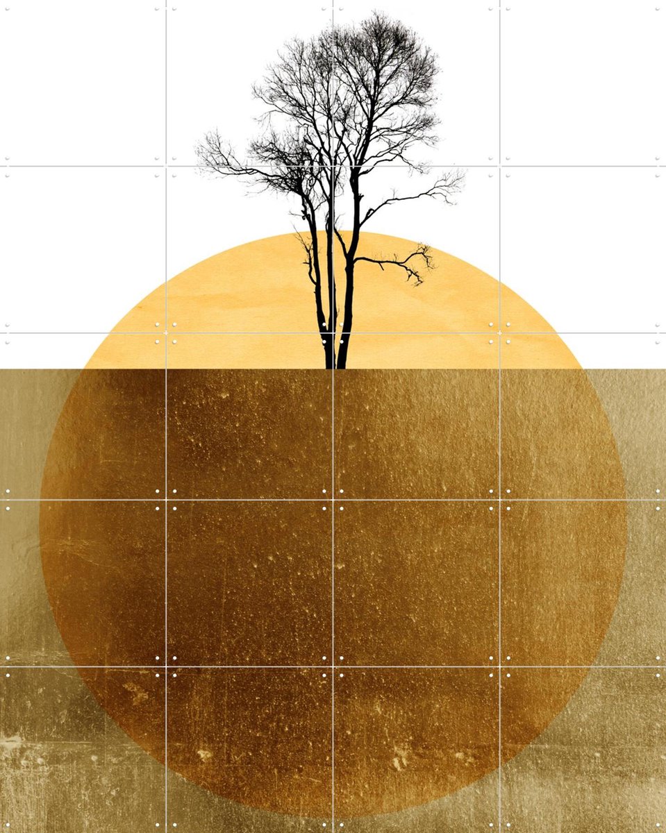 IXXI Golden Ocean, Kubistika - 80 x 100 cm - Gratis ophangtool - Grote wanddecoratie en posters - Illustraties, Abstract, Grafisch Ontwerp