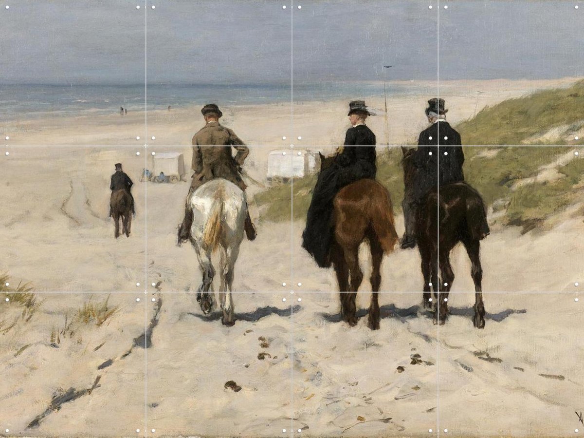 IXXI Morgenrit langs het strand, Anton Mauve & Rijksmuseum - 80 x 60 cm - Gratis ophangtool - Grote wanddecoratie en posters - Olieverf, Naturalisme