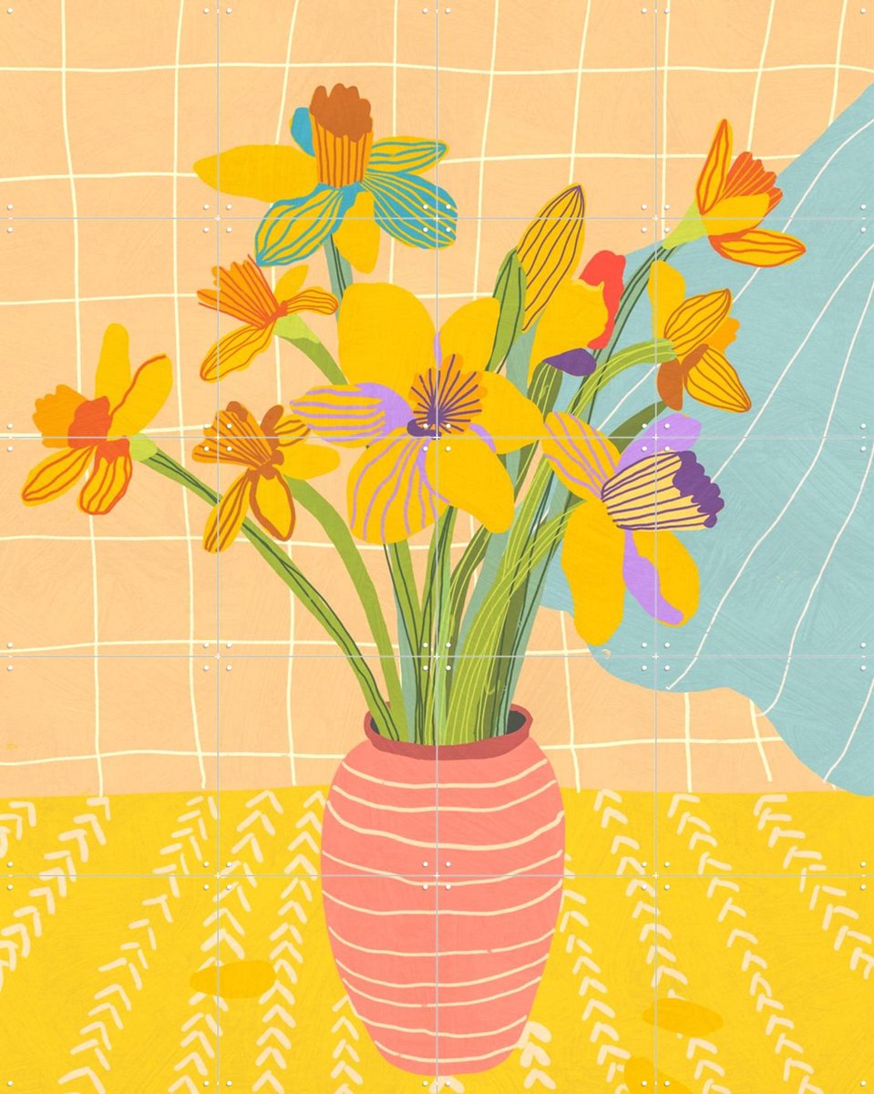IXXI Daffodills, Gigi Rosado - 80 x 100 cm - Gratis ophangtool - Grote wanddecoratie en posters - Grafisch Ontwerp, Illustraties, Speels, Kleurrijk