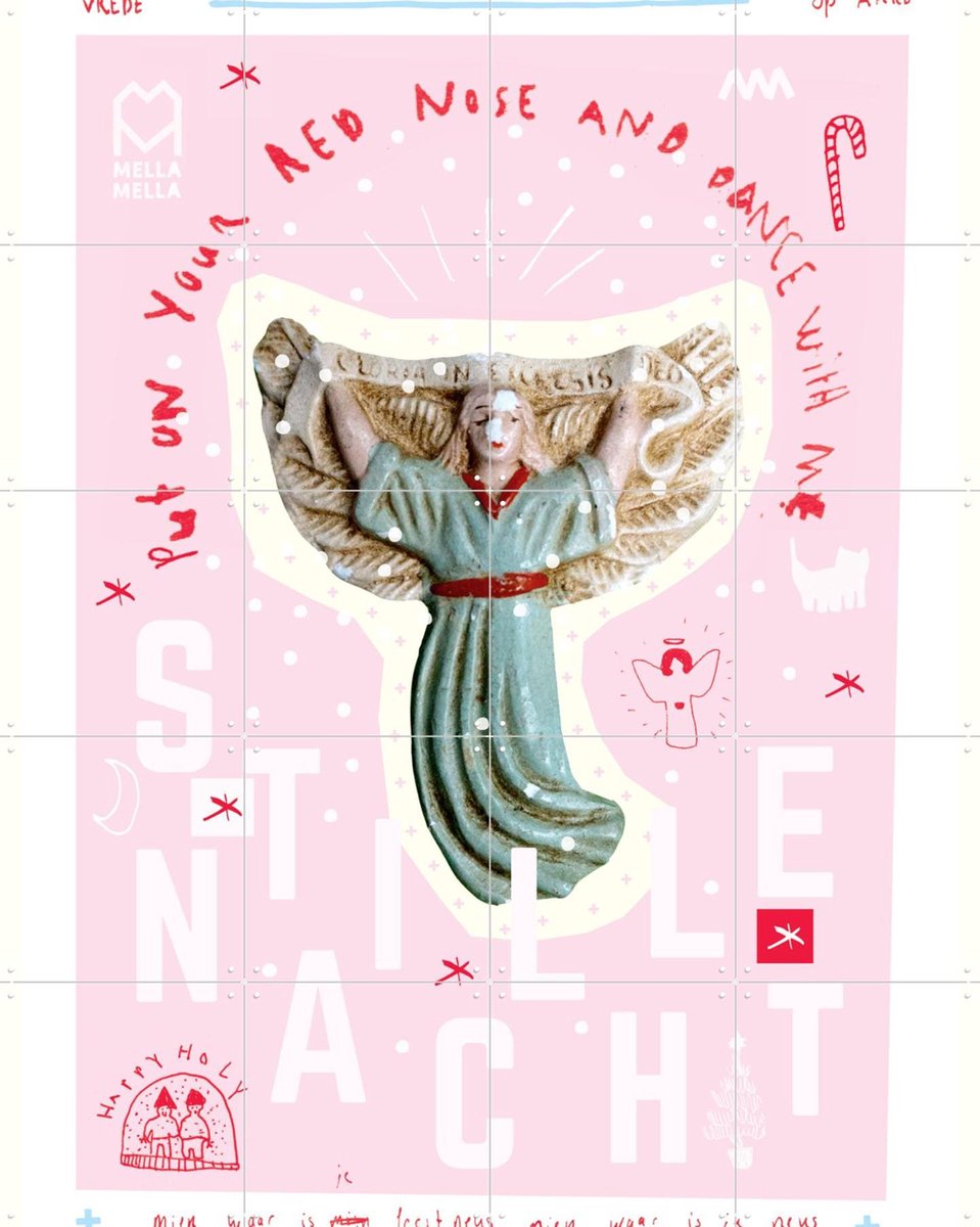 IXXI Stille Nacht, Mella Mella - 80 x 100 cm - Gratis ophangtool - Grote wanddecoratie en posters - Speels, Illustraties, Typografie, Woonkamer