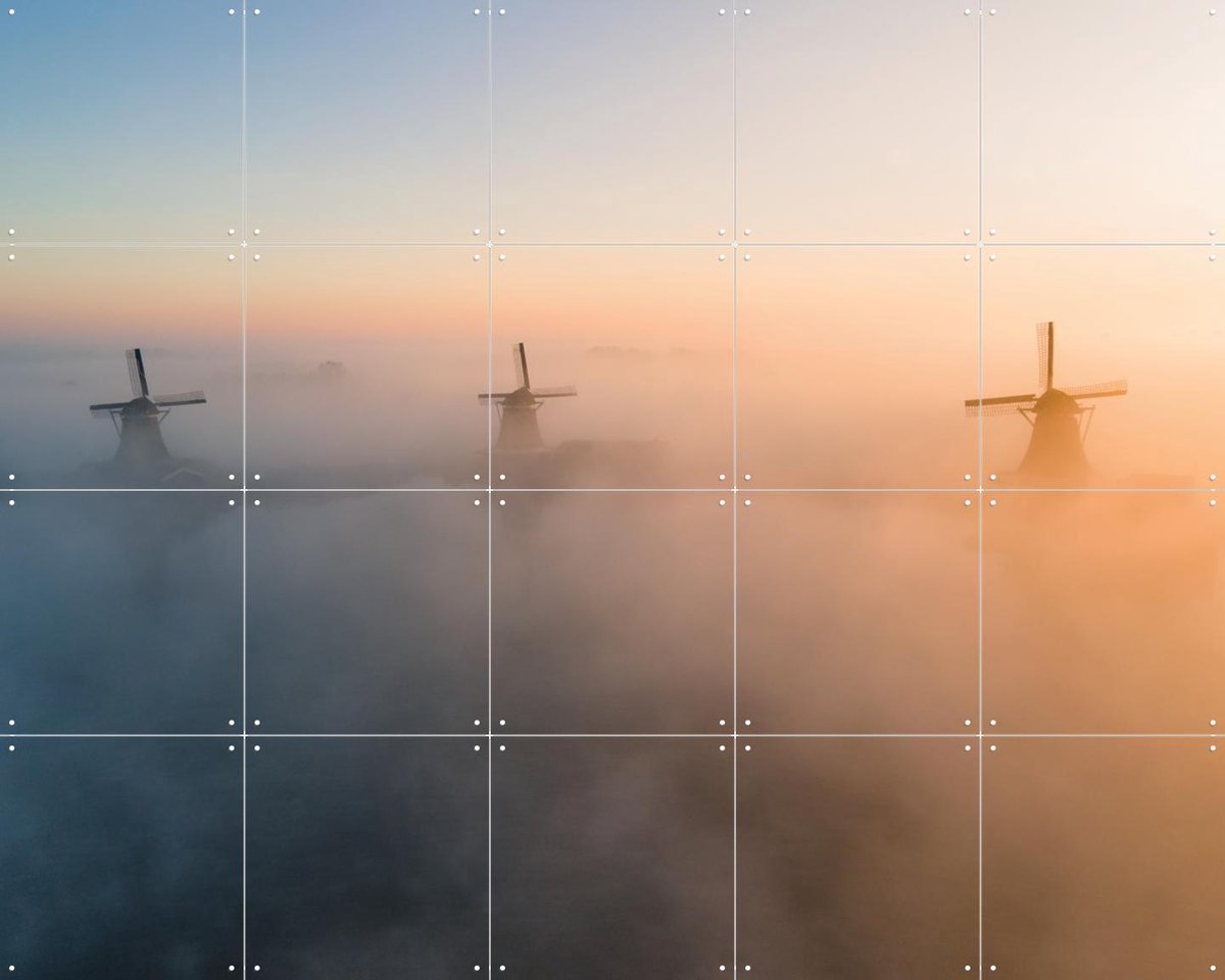 IXXI Zaanse Schans, Teun de Leede & Kunst in Kaart - 100 x 80 cm - Gratis ophangtool - Grote wanddecoratie en posters - Fotografie, Woonkamer