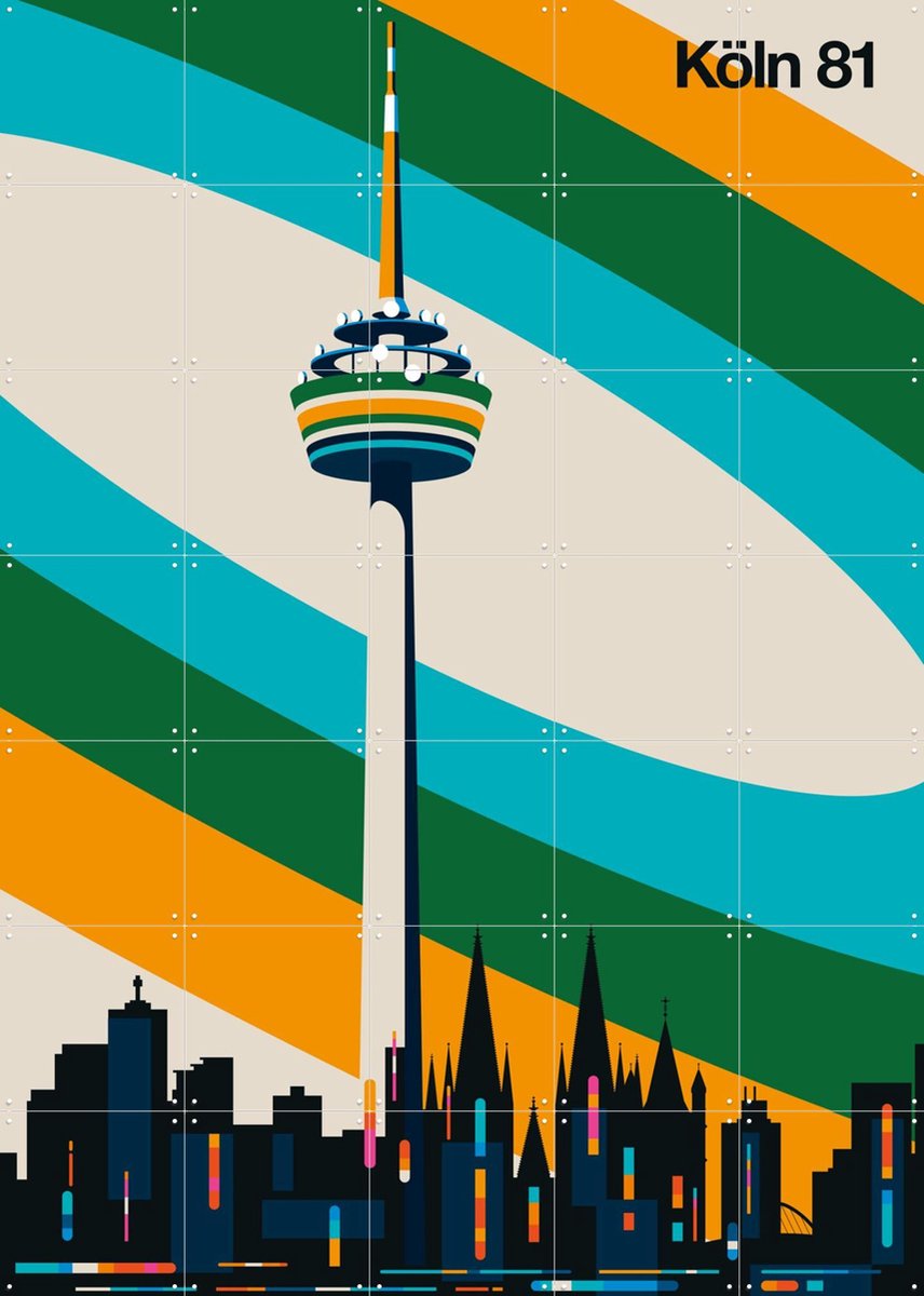 IXXI Köln 81, Bo Lundberg - 100 x 140 cm - Gratis ophangtool - Grote wanddecoratie en posters - Illustraties, Kleurrijk, Geometrische Kunst, Grafisch