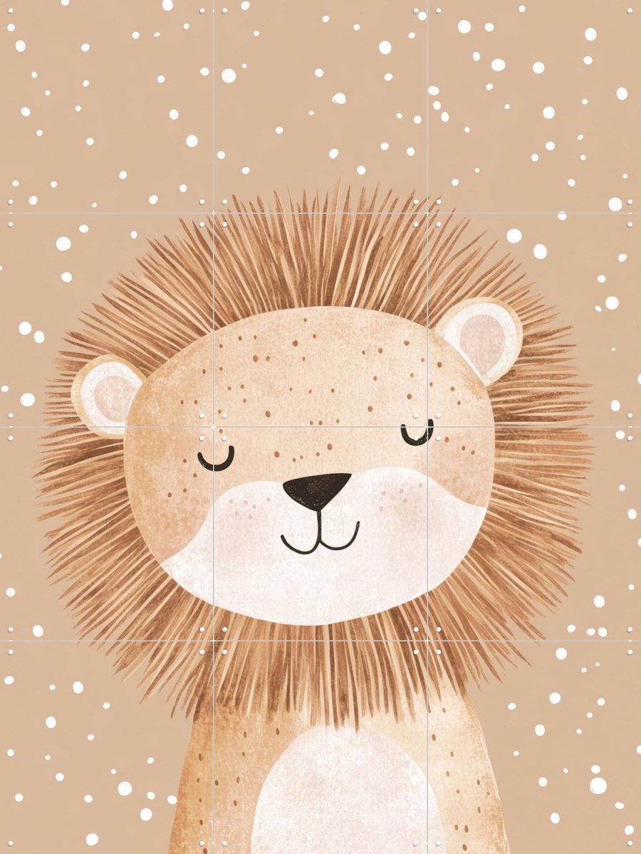IXXI Happy Lion, Treechild & Various - 60 x 80 cm - Gratis ophangtool - Grote wanddecoratie en posters - Speels, Kleurrijk, Illustraties, Cartoonesk