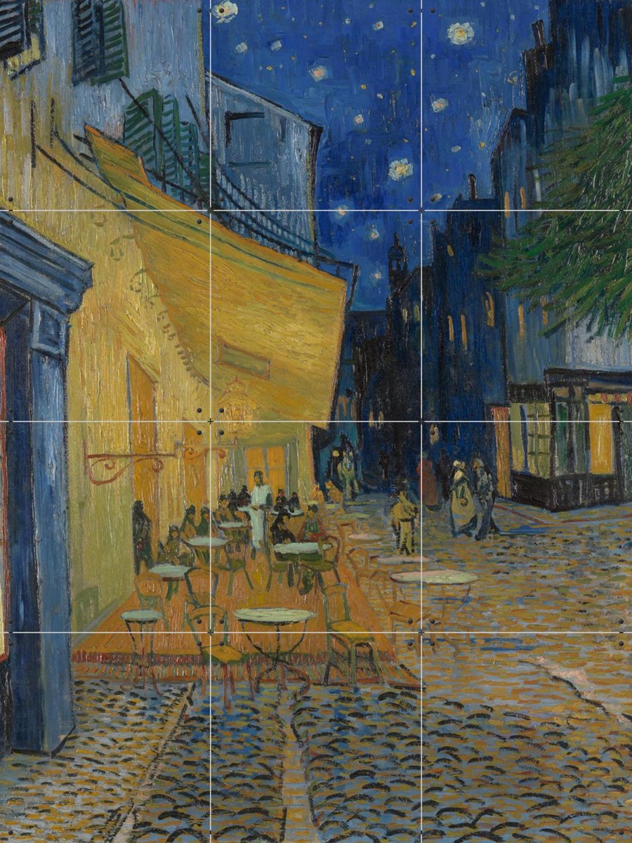 IXXI Caféterras bij nacht, Vincent van Gogh (1853 - 1890) & Kröller-Müller Museum - 60 x 80 cm - Gratis ophangtool - Grote wanddecoratie en posters -