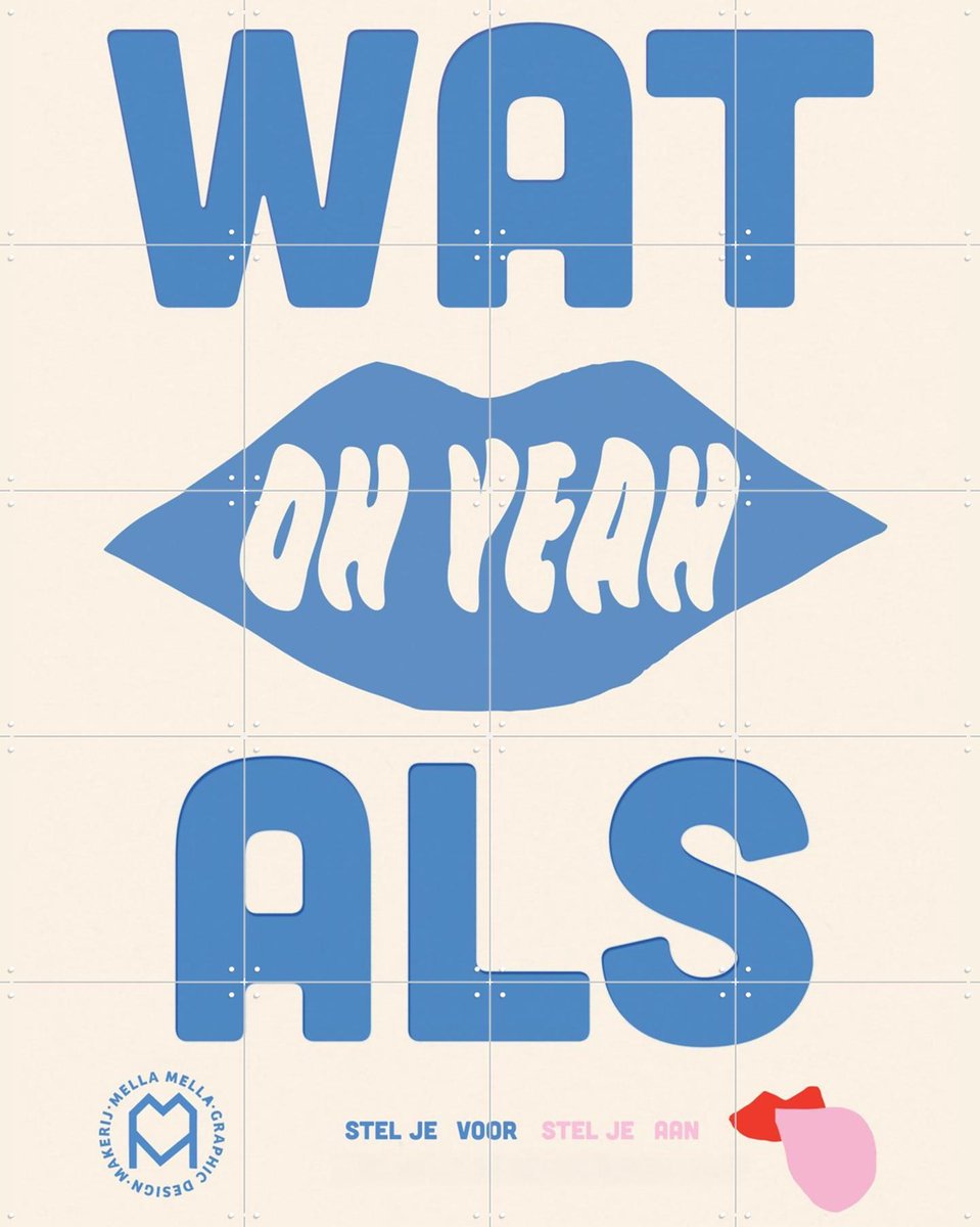 IXXI Wat als, Mella Mella - 80 x 100 cm - Gratis ophangtool - Grote wanddecoratie en posters - Grafisch Ontwerp, Illustraties, Typografie, Speels