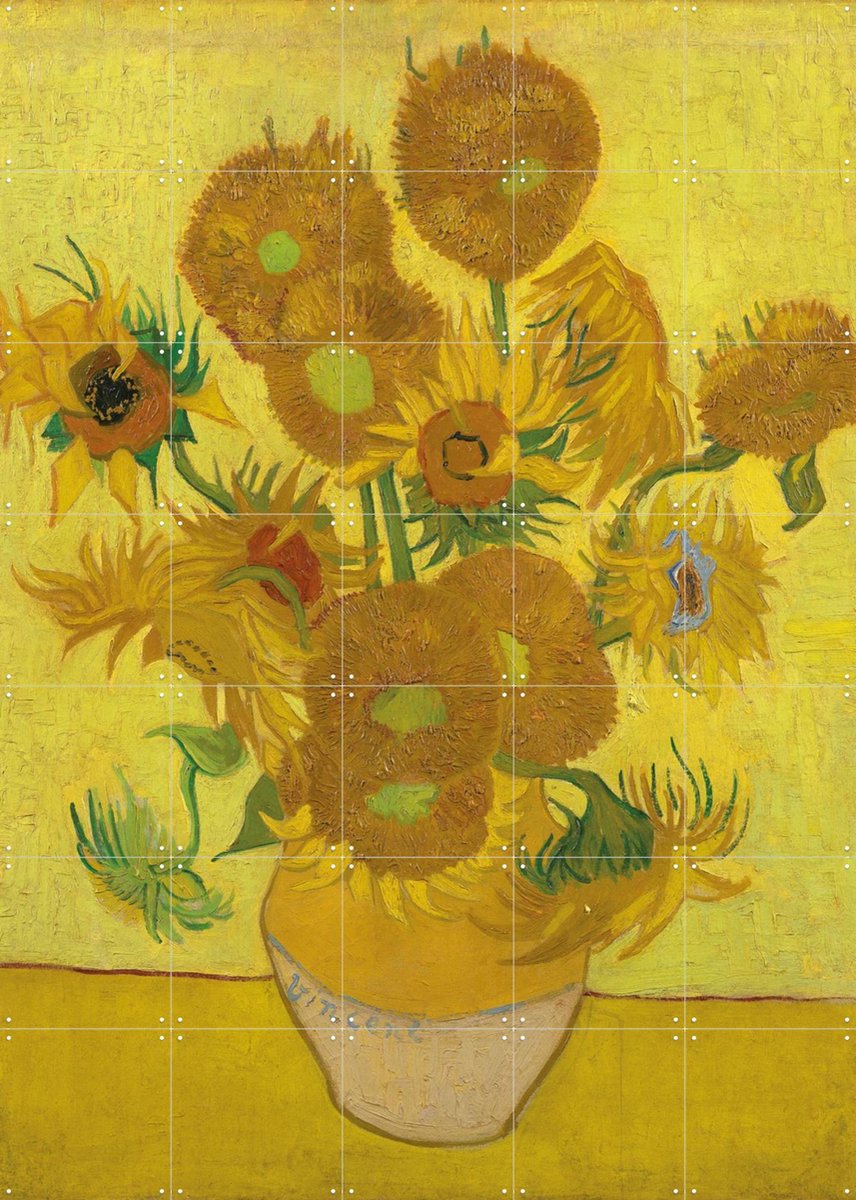 IXXI Zonnebloemen (1889), Vincent van Gogh (1853 - 1890) & Van Gogh Museum - 100 x 140 cm - Gratis ophangtool - Grote wanddecoratie en posters -
