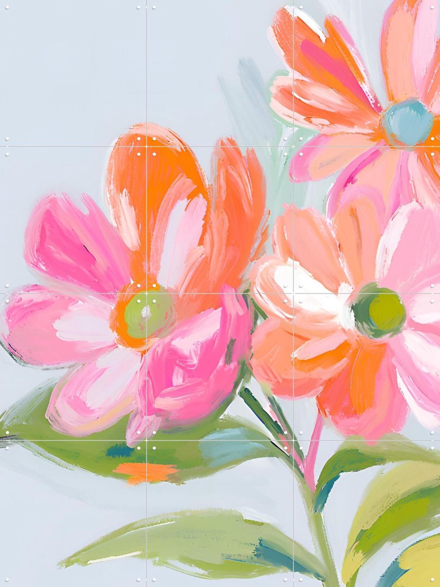 IXXI Vibrant Floral Artwork, Ohkimiko & Various - 60 x 80 cm - Gratis ophangtool - Grote wanddecoratie en posters - Schilderijen, Illustraties