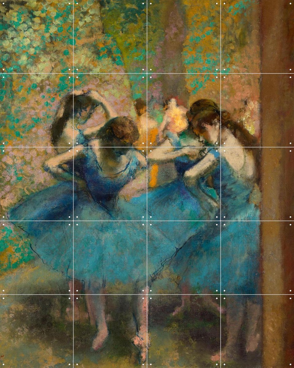IXXI Blue Dancers, Edgar Degas & Bridgeman Images - 80 x 100 cm - Gratis ophangtool - Grote wanddecoratie en posters - Klassiek, Impressionisme, Gang