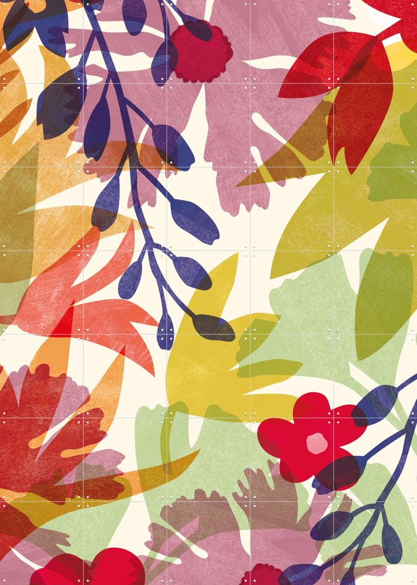 IXXI Flowers, Lotte Dirks - 100 x 140 cm - Gratis ophangtool - Grote wanddecoratie en posters - Abstract, Kleurrijk, Speels, Illustraties, Aquarel