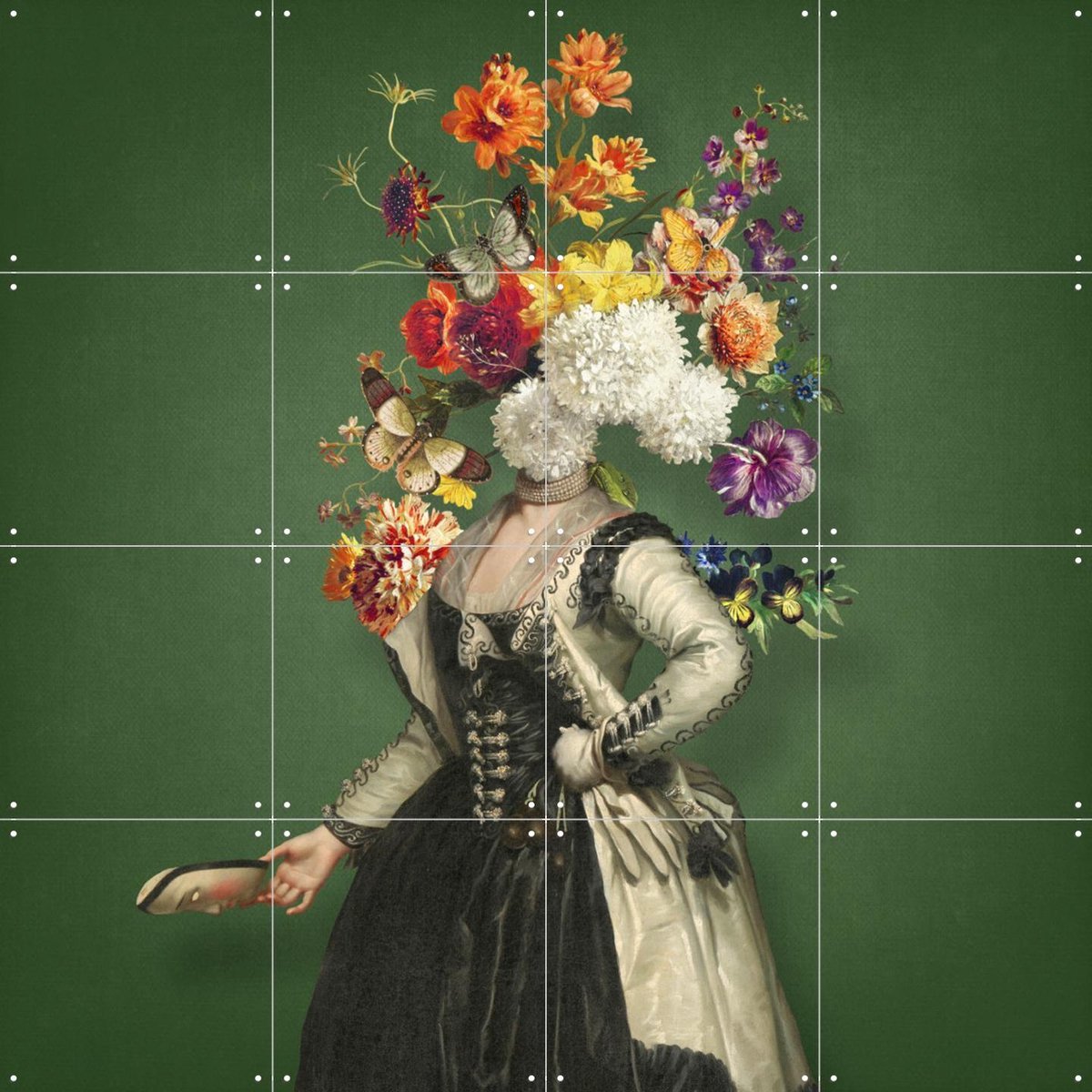 IXXI Bal Masqué, Marja van den Hurk - 80 x 80 cm - Gratis ophangtool - Grote wanddecoratie en posters - Surrealisme, Collage, Gemengde Technieken